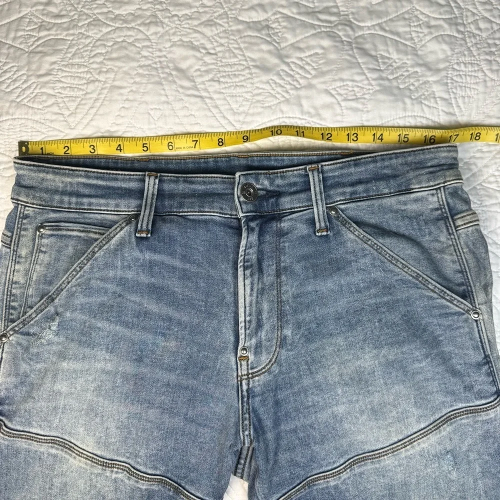 G Star Raw 5620 3D Super Slim Zip Knee Light Wash Faded Blue Jeans W33 L30